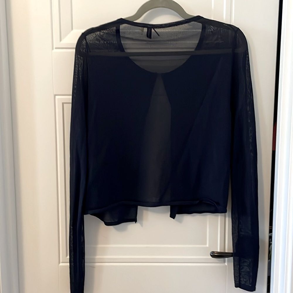 Elie Taharie for Bergdorf Goodman Navy Sheer Cardigan - Picture 3 of 6